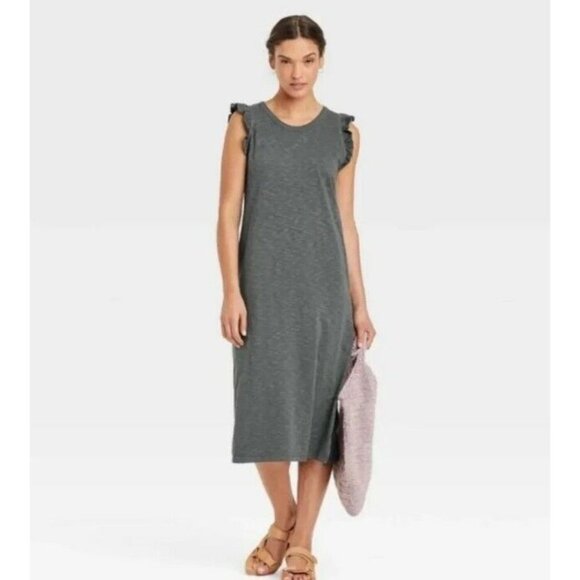 Universal Thread Women's Gray Regular Fit Ruffle Tank Dress Size XS - Picture 1 of 3